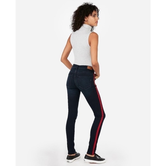 Express Mid Rise Side Stripe Jean Leggings - Picture 4 of 10